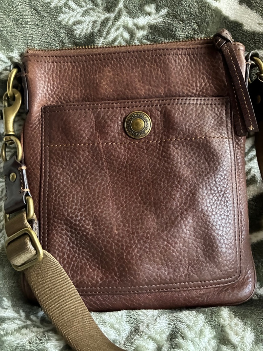 Coach Brown Pebbled Leather Crossbody Bag,Vintage Coach Crossbody Bag. - Picture 11 of 13